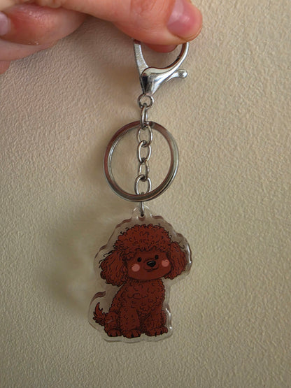 Poodle Keychain - Brown - 115