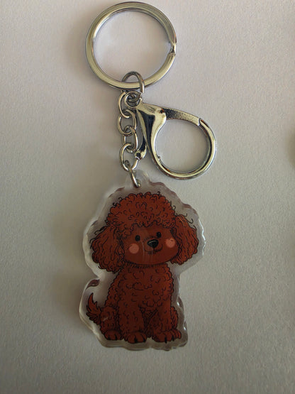 Poodle Keychain - Brown - 115
