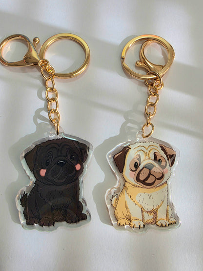 Pug Keychain - Black - 047