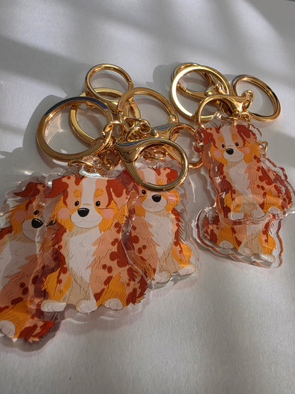 Aussie Shepherd Keychain - Red Merle - 035