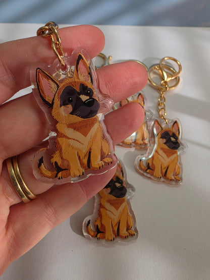 Belgian Malinois Keychain - Tan and Black - 022