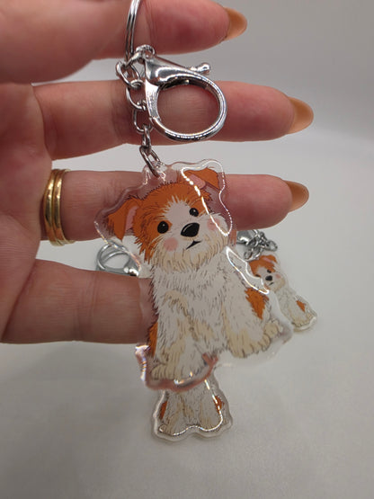 Jack Russell Keychain - Rough Coat - Tan & White - 145