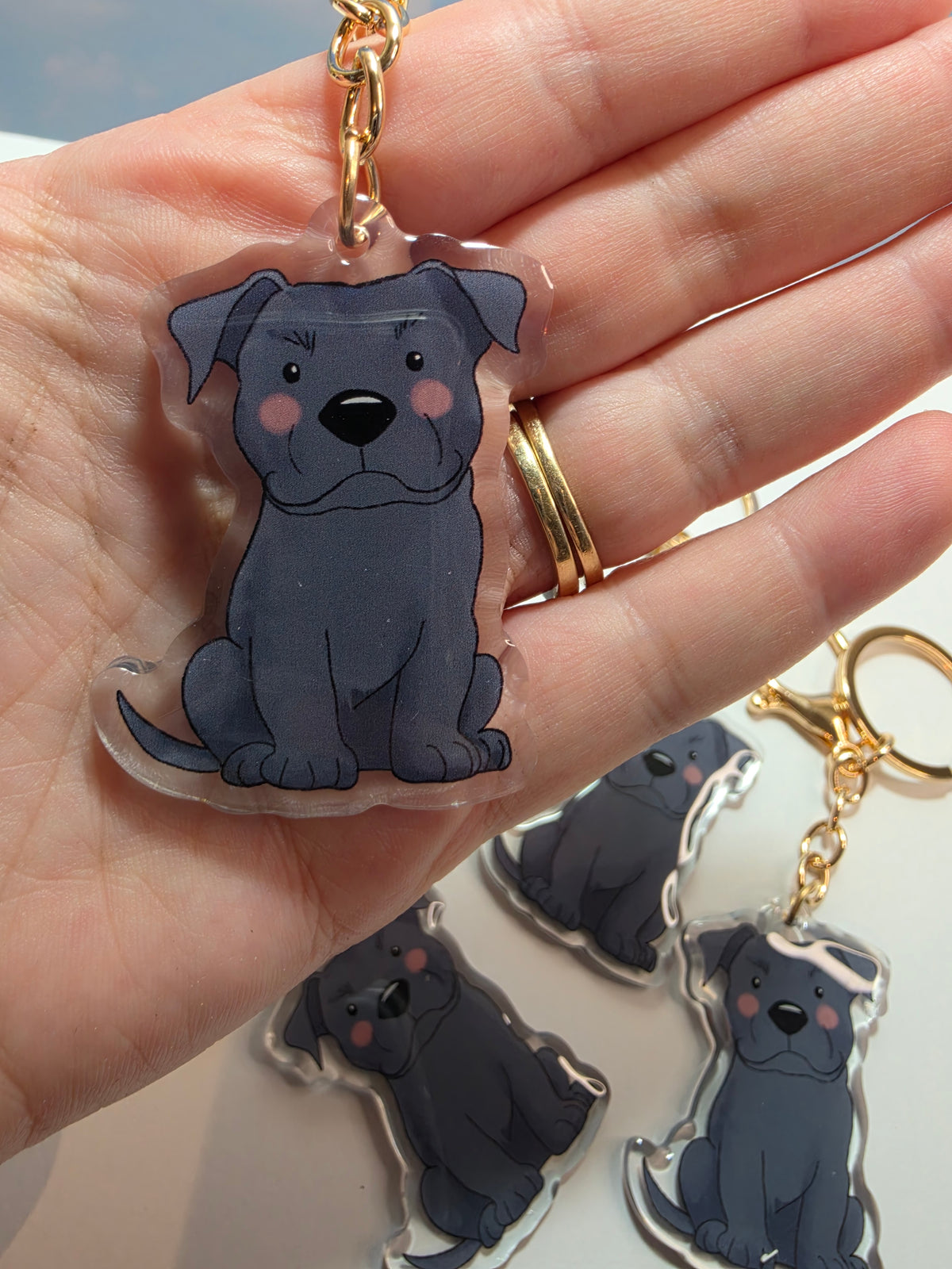 Amstaff / Pit Bull Keychain - Blue - 127