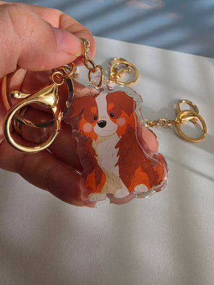 Aussie Shepherd Keychain - Red Tricolour - 034