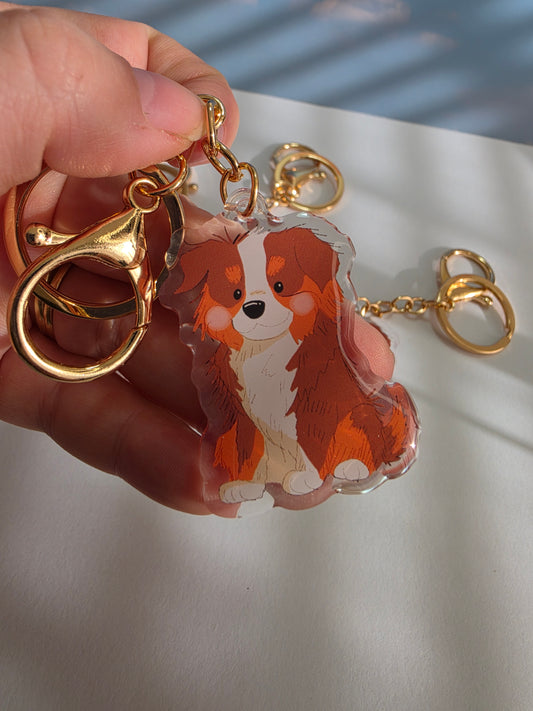 Aussie Shepherd Keychain - Red Tricolour - 034