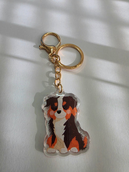 Aussie Shepherd Keychain - Black Tricolour - 033