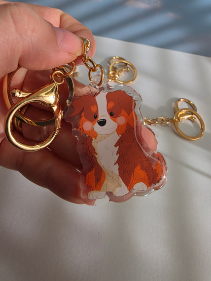 Aussie Shepherd Keychain - Red Tricolour - 034