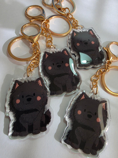 Pomeranian Keychain - Black - 054