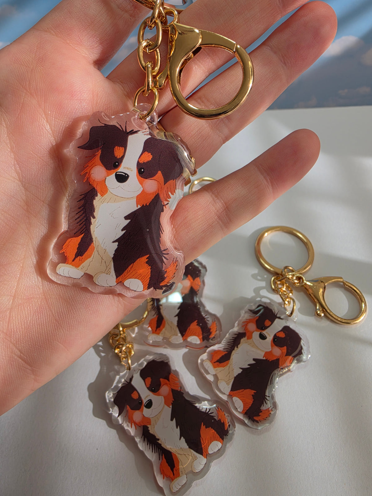 Aussie Shepherd Keychain - Black Tricolour - 033