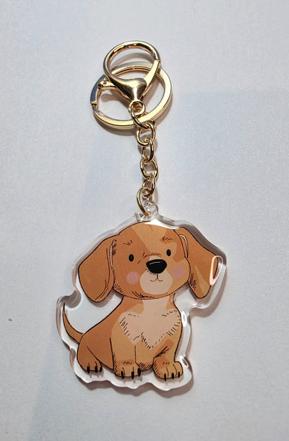 Dachshund Keychain - Cream - 012