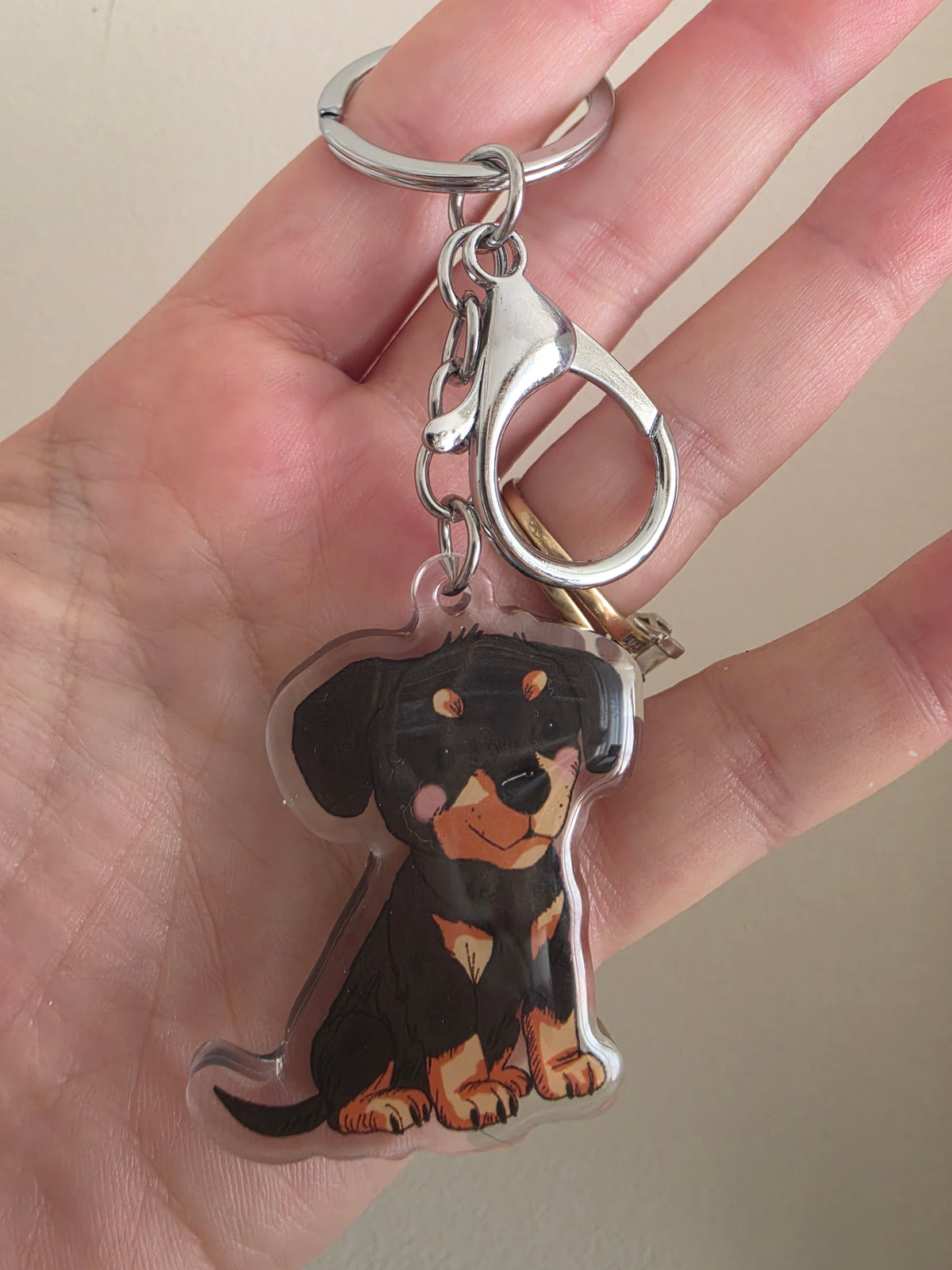 Doberman with Natural Ears Keychain - Black and Tan - 111