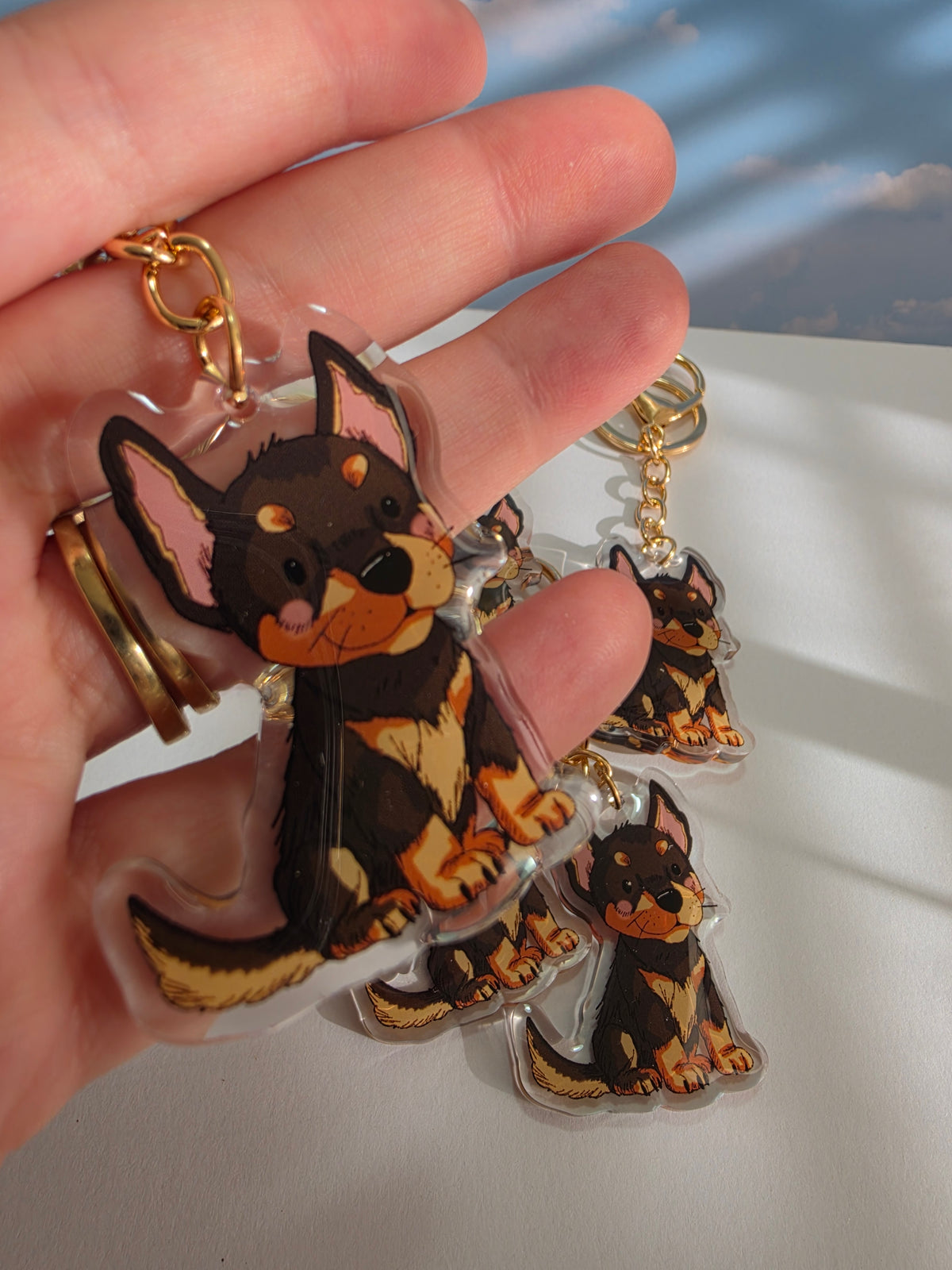 Kelpie Keychain - Black and Tan - 026