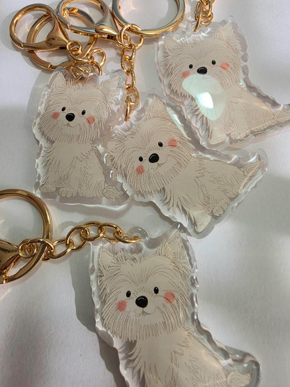Yorkshire Terrier Keychain - White - 052