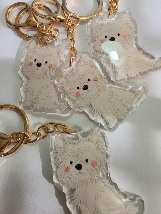 Yorkshire Terrier Keychain - White - 052