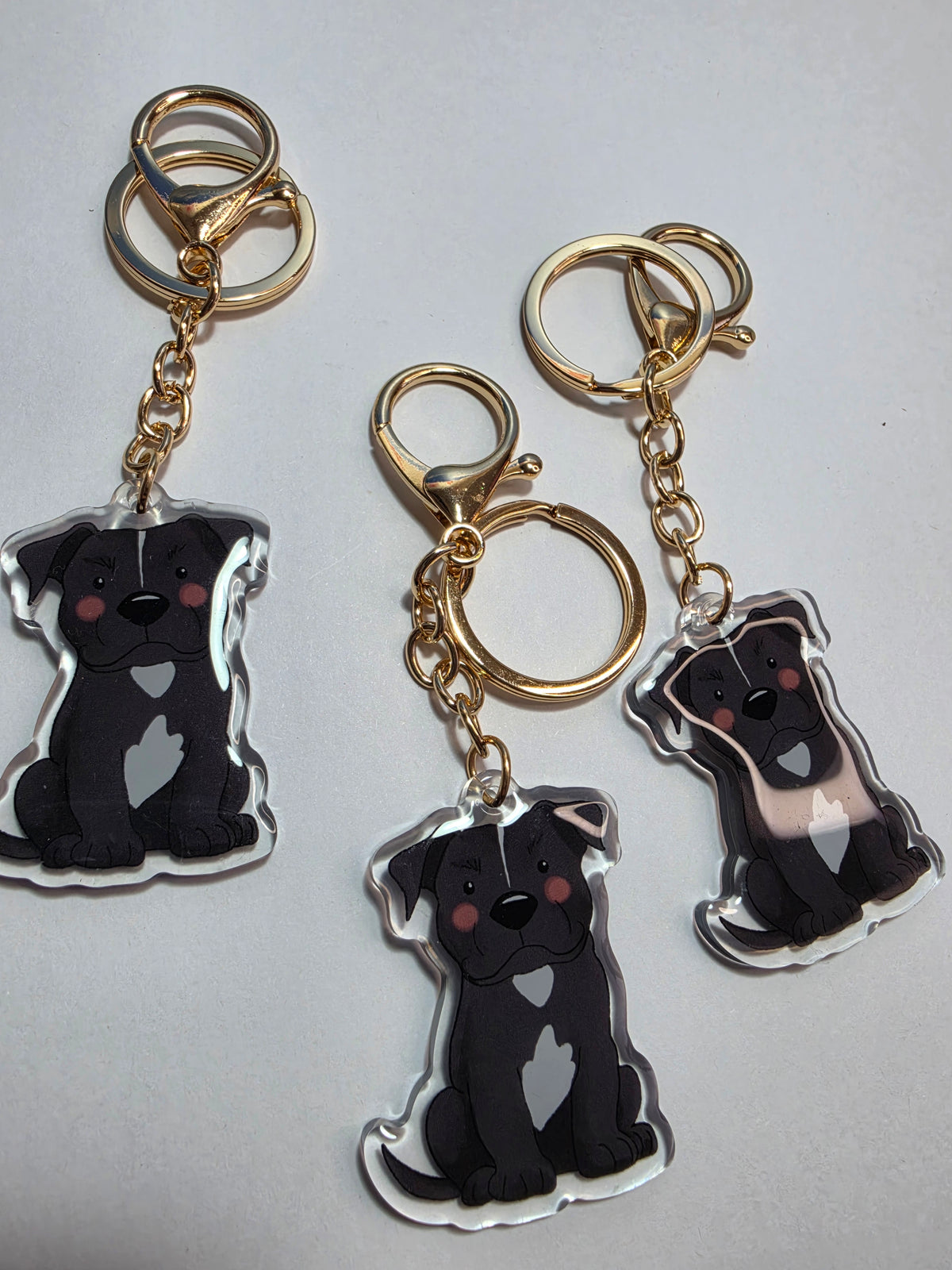 Amstaff / Pit Bull Keychain - Black & White - 132