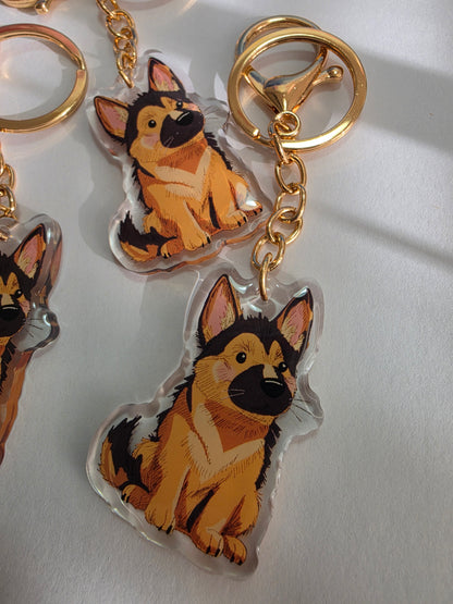 German Shepherd Keychain - Tan and Black - 023