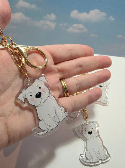 Amstaff / Pit Bull Keychain - White - 129