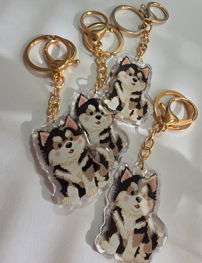 Husky Keychain - Black and White - 076