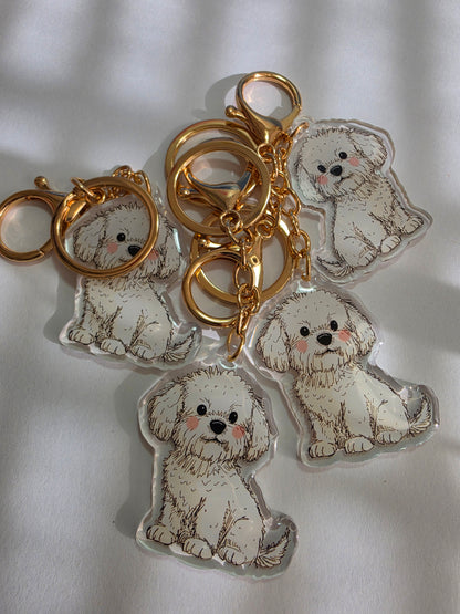 Bichon Frise Keychain - White - 058