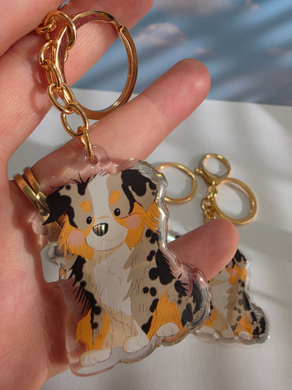 Aussie Shepherd Keychain - Blue Merle - 036