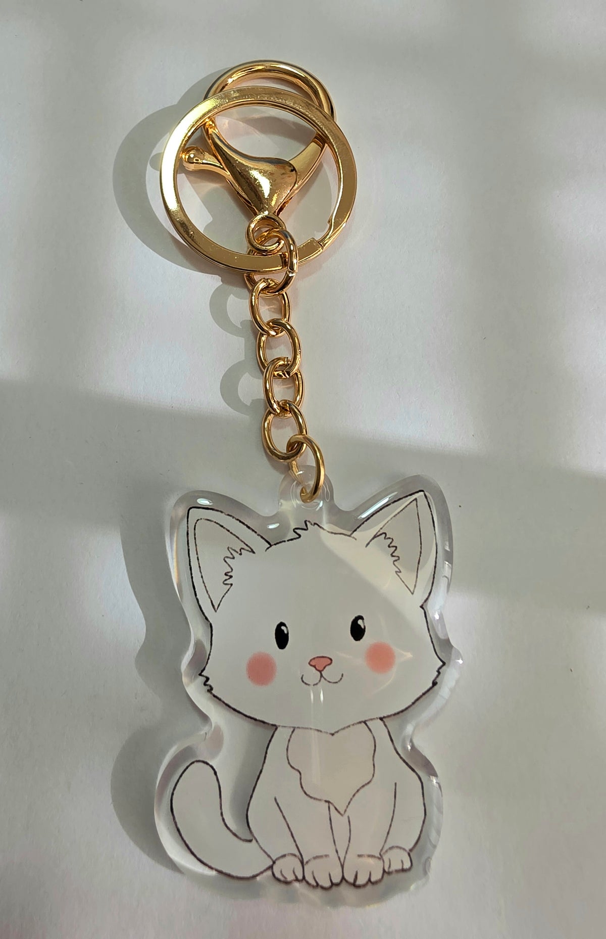 Cat Keychain - White - 078