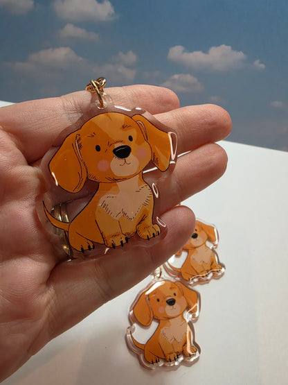 Dachshund Keychain - Cream - 012