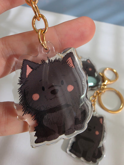 Pomeranian Keychain - Black - 054