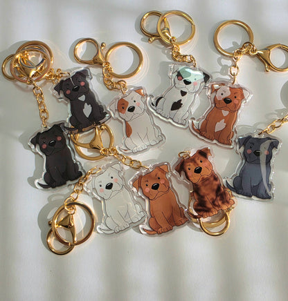 Amstaff / Pit Bull Keychain - Black & White - 132
