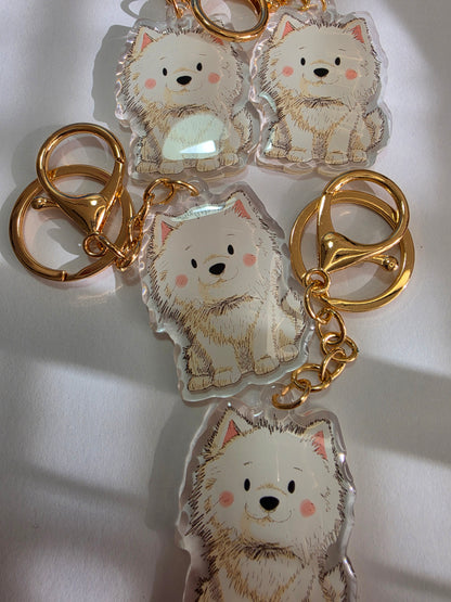 Pomeranian Keychain - White - 056
