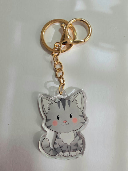 Cat Keychain - Grey - 081