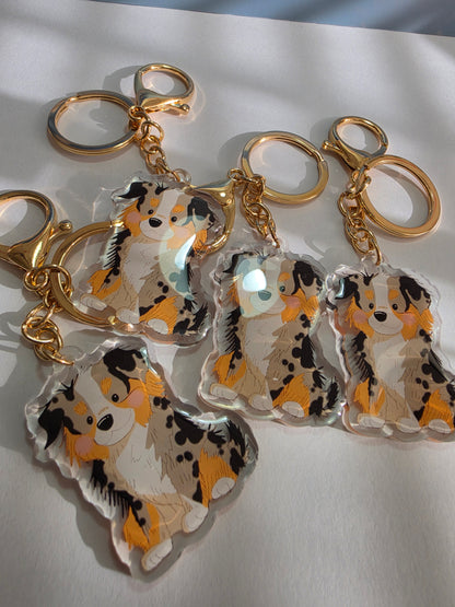 Aussie Shepherd Keychain - Blue Merle - 036