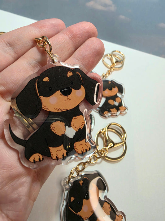 Dachshund Keychain - Black and Tan - 010
