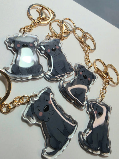 Amstaff / Pit Bull Keychain - Blue - 127
