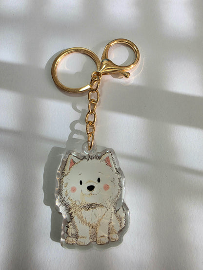 Pomeranian Keychain - White - 056