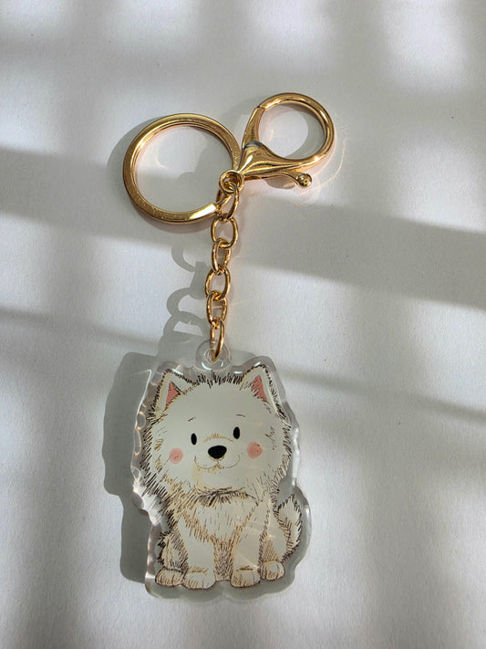 Pomeranian Keychain - White - 056
