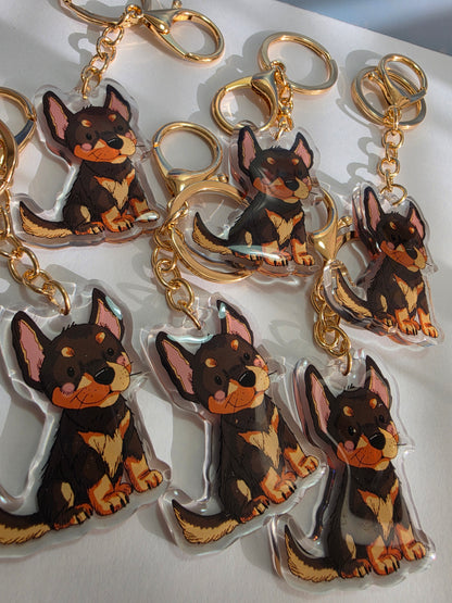Kelpie Keychain - Black and Tan - 026