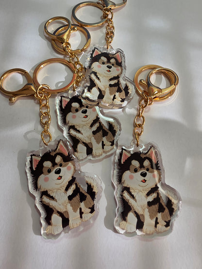 Husky Keychain - Black and White - 076