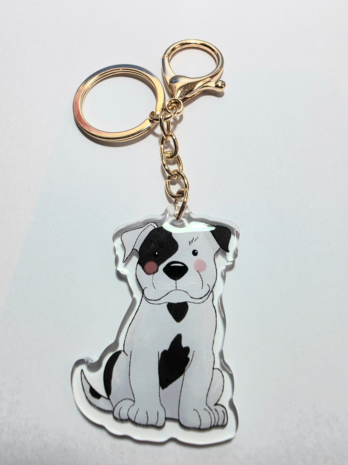 Amstaff / Pit Bull Keychain - Black & White Patch - 131