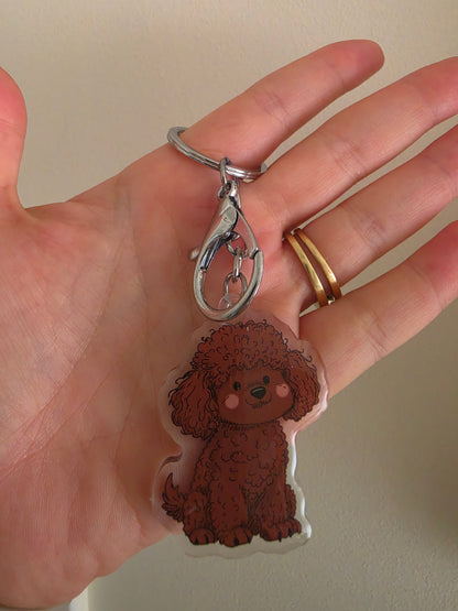 Poodle Keychain - Brown - 115