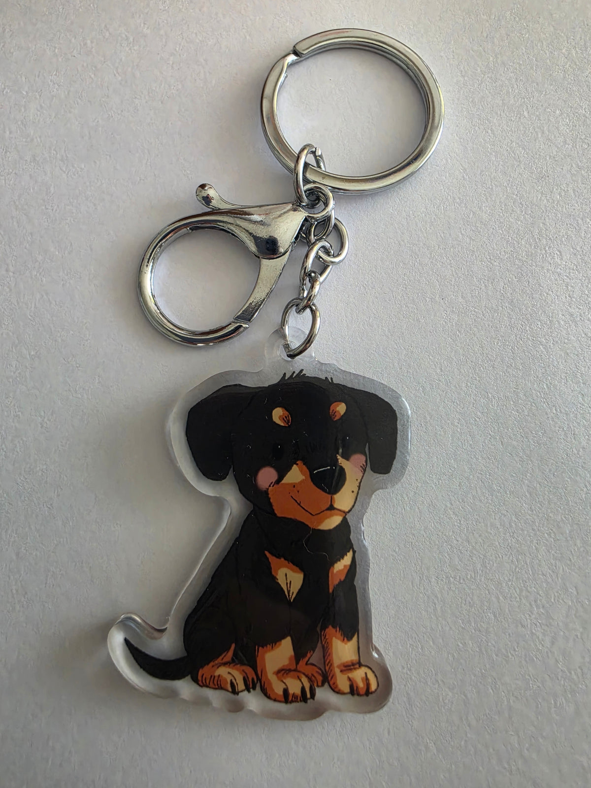 Doberman with Natural Ears Keychain - Black and Tan - 111