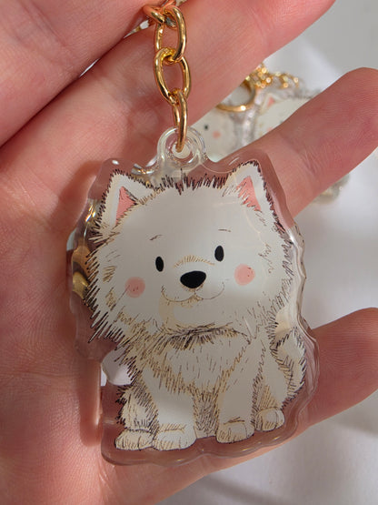 Pomeranian Keychain - White - 056
