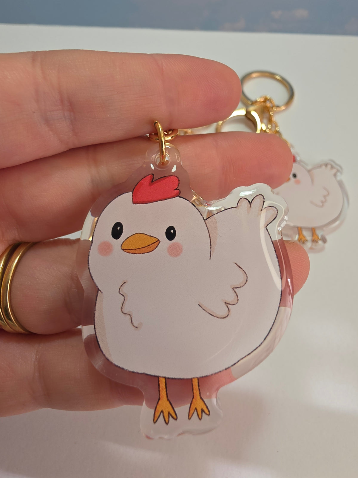 Chicken Keychain - White - 094