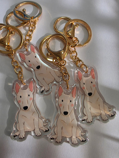 Bull Terrier Keychain - White - 040