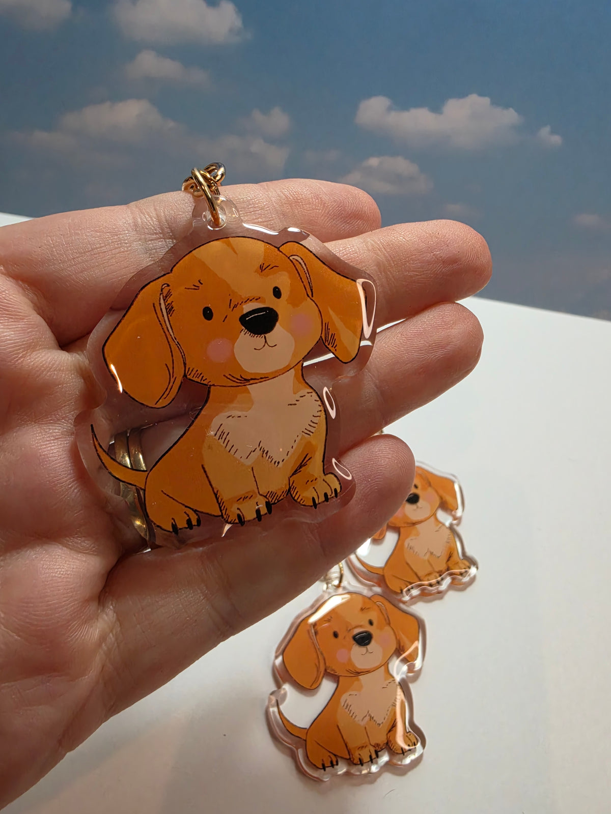 Dachshund Keychain - Cream - 012
