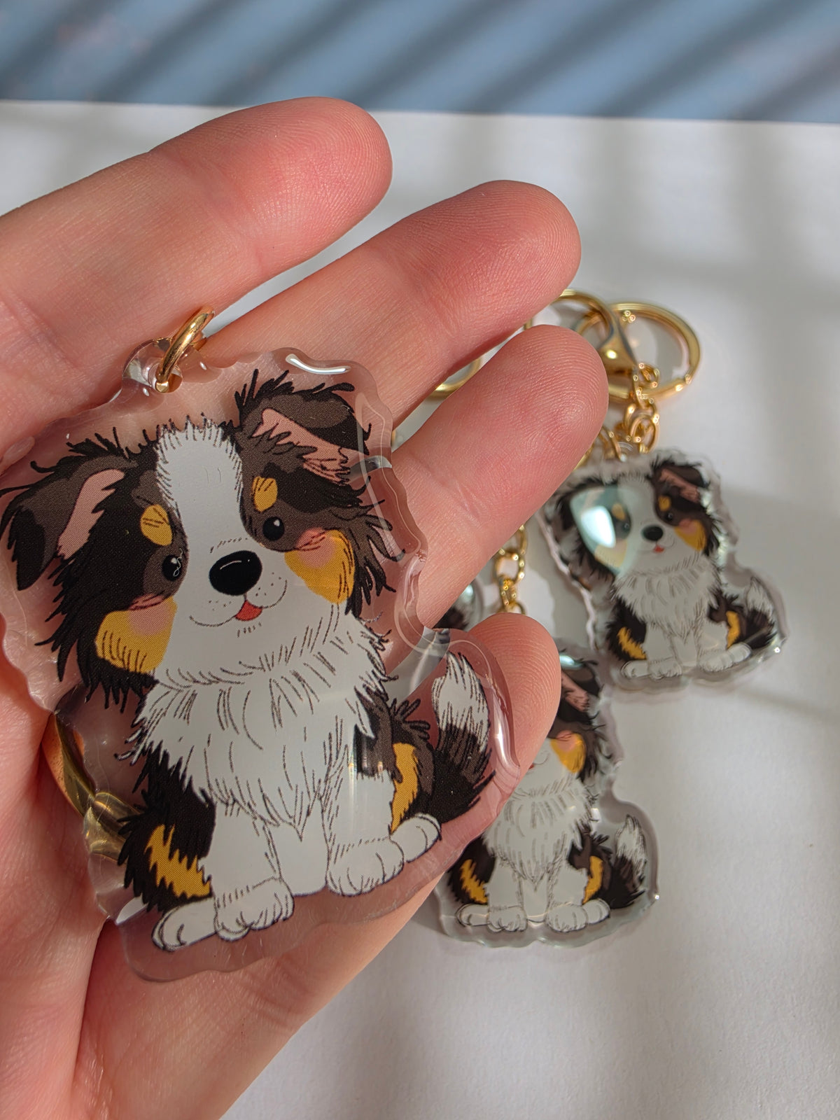 Border Collie Keychain - Black Tricolour - 044