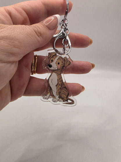 Greyhound - Whippet Keychain - Brindle - 144
