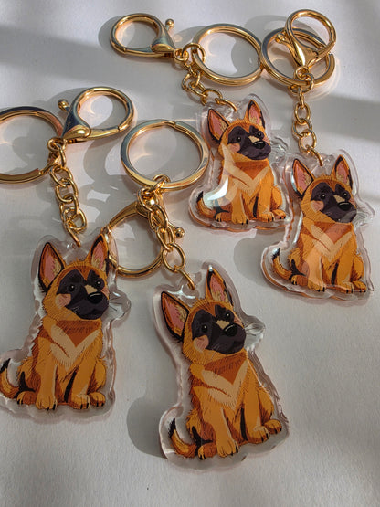 Belgian Malinois Keychain - Tan and Black - 022
