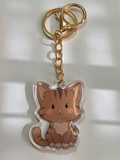 Cat Keychain - Brown - 085
