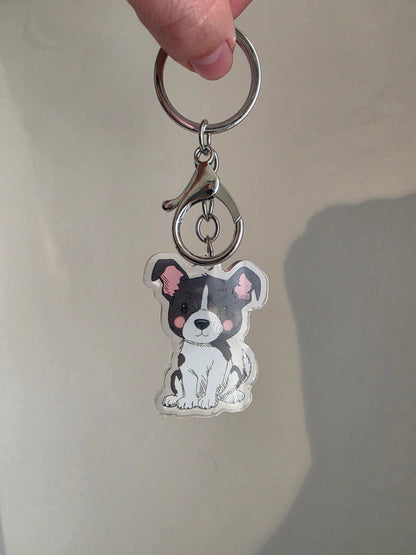 Jack Russell Terrier Keychain - Black and White - 108