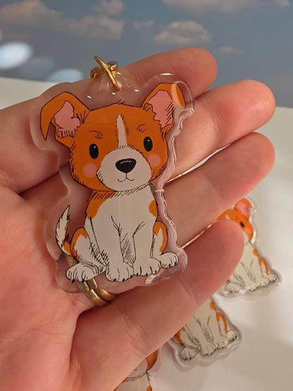 Jack Russell Terrier Keychain - White and Tan - 070